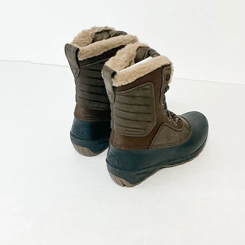 The North Face NWB Sz 6 Brown Shellista IV Waterproof Leather Mid Boots - Picture 10 of 14